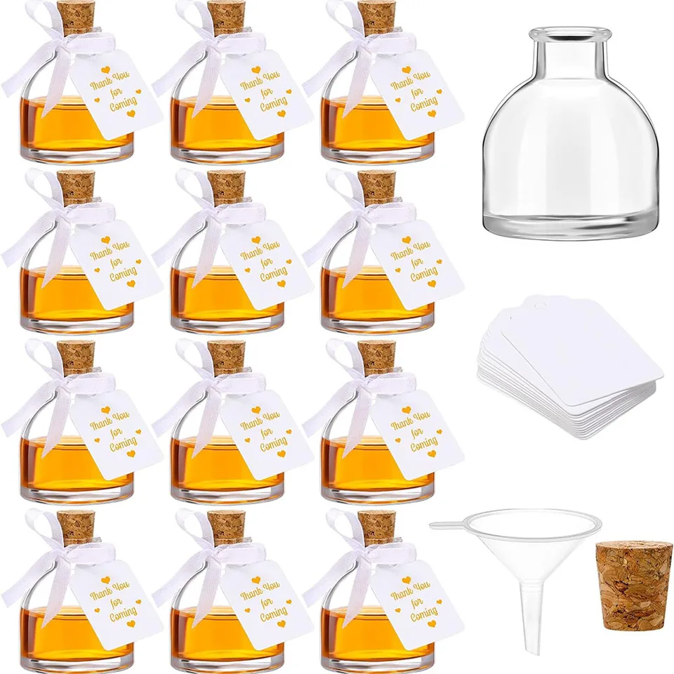 1,7 oz, 12 ks Mini sklenené fľaše s alkoholom, malé sklenené fľaše na víno, víno, alkohol, láskavosť svadobnej hostiny,