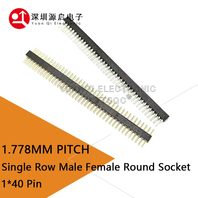 1,778 mm ihrisko 1,778 Single Row Mužská samica samica okrúhleho kolíka 1*40P Breaway PCB doska farebného konektora Pinwhead 1x40