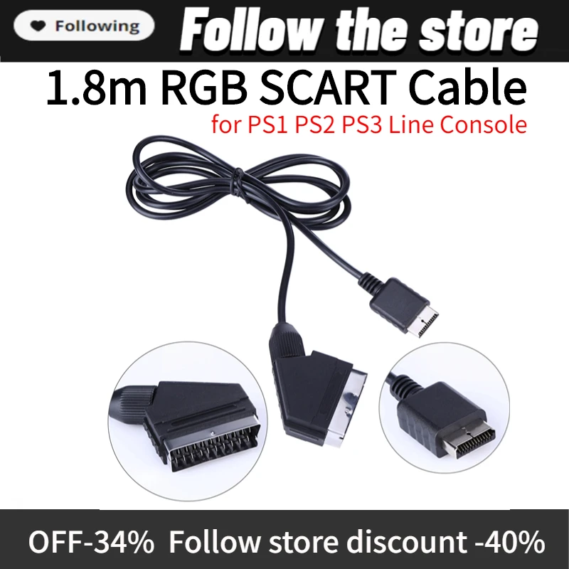 1,8 m RGB SCART kábel pre Sony PlayStation PS1 PS2 PS3 TV TV AV AV Výmena káblového kábla Hra pre PAL/NTSC Consoles