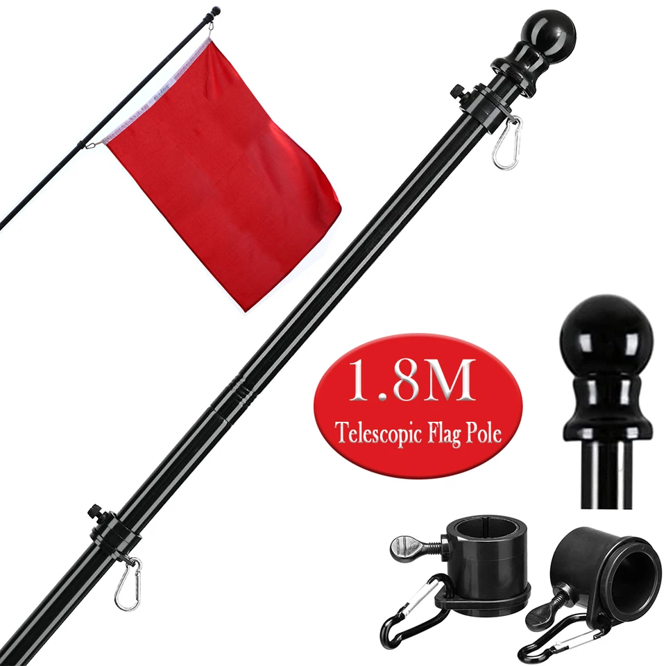 1,8 m Vlajka Póla Teleskopická vlajka Poliaci pre vonkajší dom na stenu Mount Polčiek držiak 360 Rotujúce prstene pre záhradnú dvorku strecha