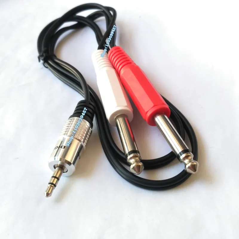 1/8 TRS 3,5 Mužský dvojitý TS 6.35 Mužský zvukový kábel 3,5 mm stereo dva 6,35 MONO Audio Line Cable 3.5 6.35