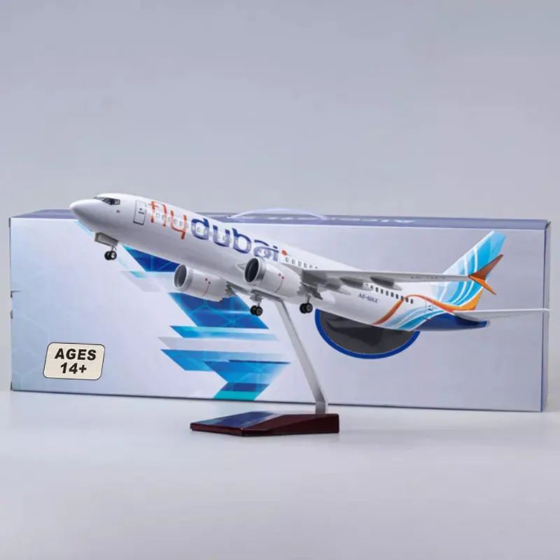 1/85 Stupnica 47 cm lietadla 737max B737 Max Aircraft Fly Fly Dubai Airline W Svetlo a koleso odtieňová živice Zbierka modelu lietadla lietadla
