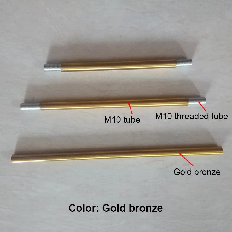 1-8ks M10 Vnútorná zubná samica závitovej trubice závitovej dutiny Rovná trubica Rovná tyč Gold-Bronze Leskiny-Gold Copper L5 ~ 50 cm