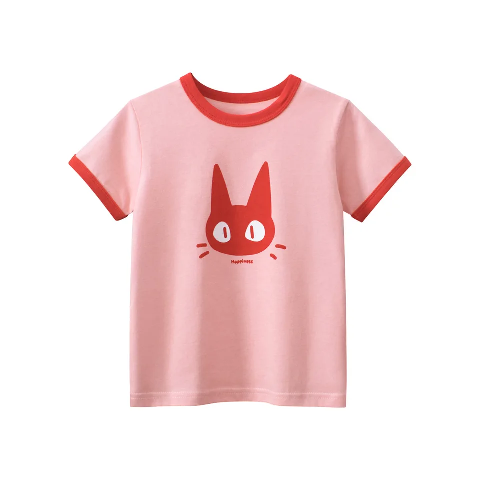 1-9t bavlnené dievčatá tričko Toddler Kid Tshirt Dievčatko Dievča letné oblečenie Krátke rukávy mačka tlač Top Dojča