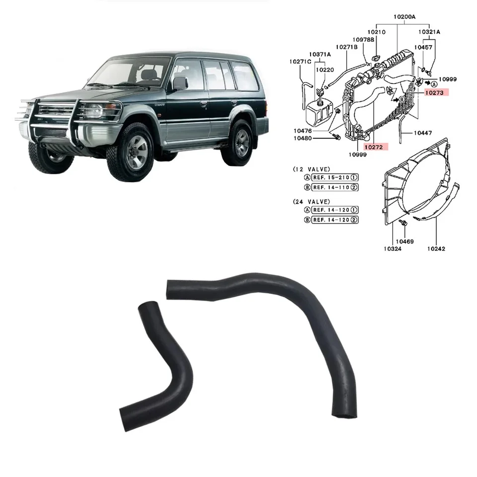 1 alebo 2 ks radiátor horná alebo dolná hadica pre PAJERO V30 V20 Tank Rúrku pre chladiace kvapalinu pre rúrku Montero V40 Radiator MR127894 MR204324