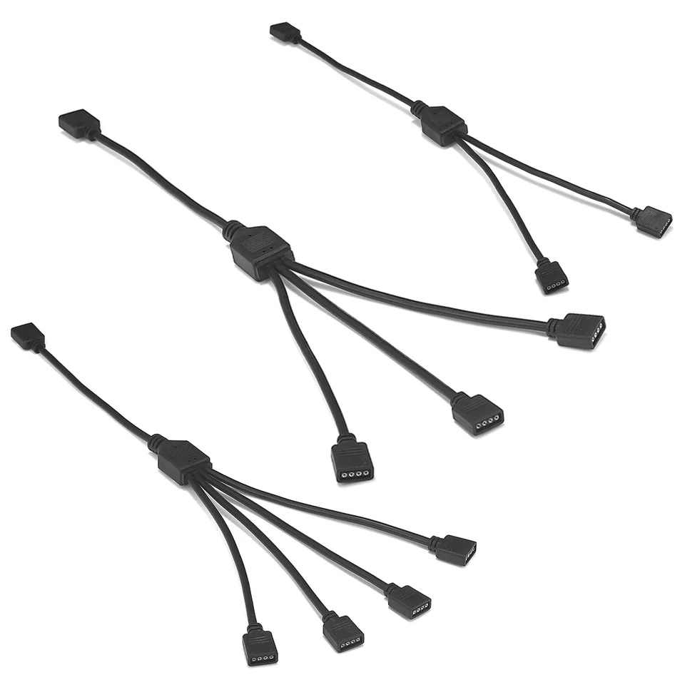 1 až 2/3/4 Splitter RGB Splitter Cable 4pin 5V 12V Mužské ženské predlžovacie konektory Kábel Hub pre 5050 3528 RGB LED pásové svetlá