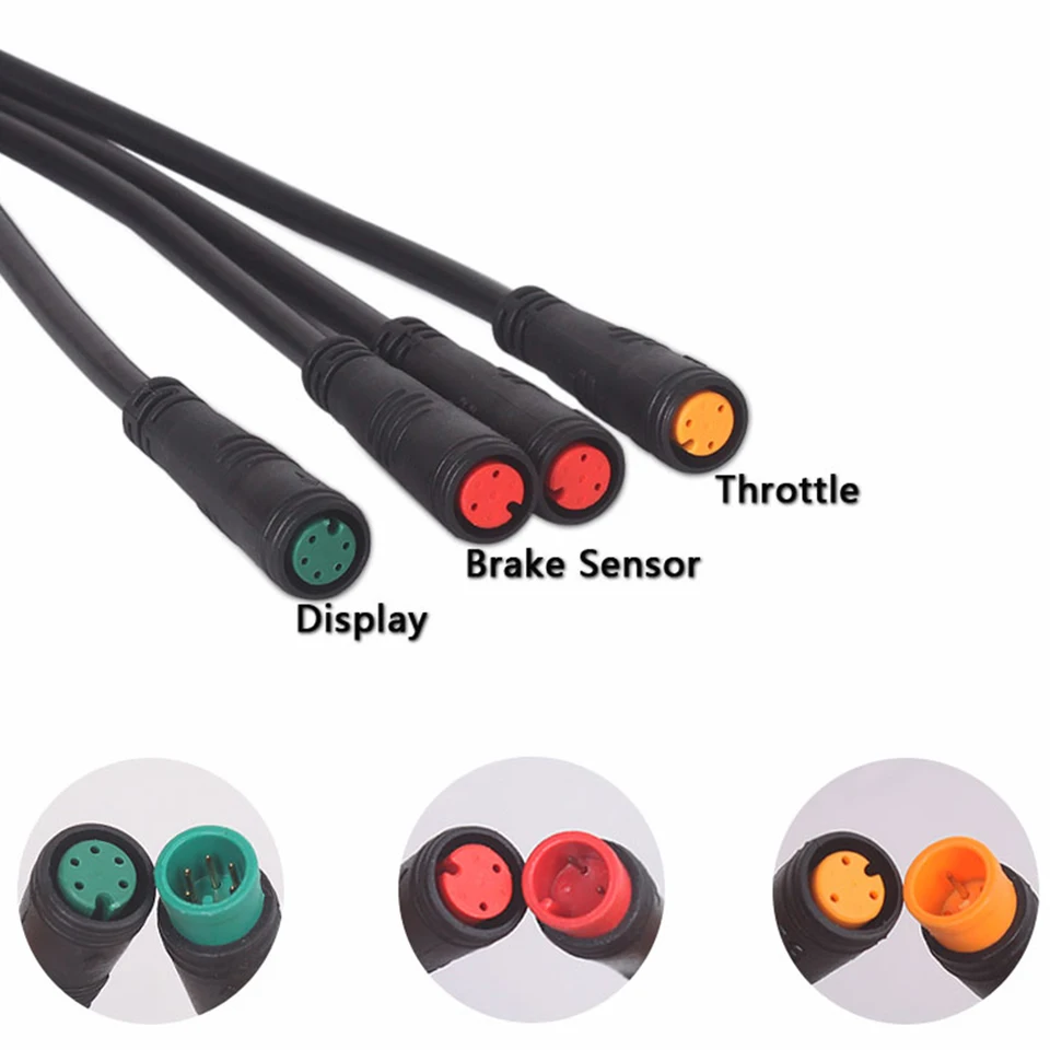 1 až 4 Hlavný kábel Vodotesný drôt pre elektrický bicykel škrtiaca klapka LCD BRZDA VODA POLOŽKY KLOŽKA SLOŽKA BRKY
