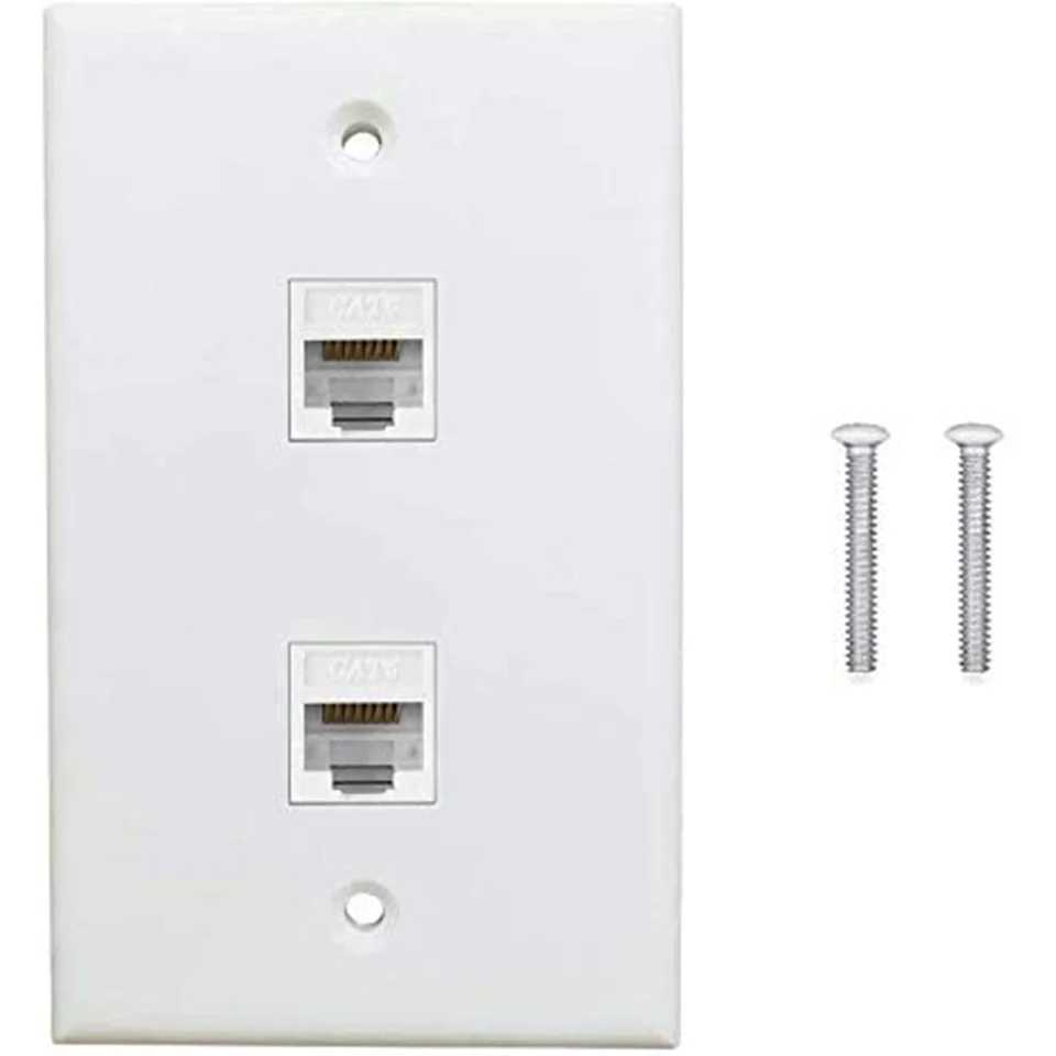 1 balenie 2 port ethernet nástenné tanier, cat6 samíc až ženská stena Jack RJ45 Keystone Inline Coupler Wall Outlet, biela