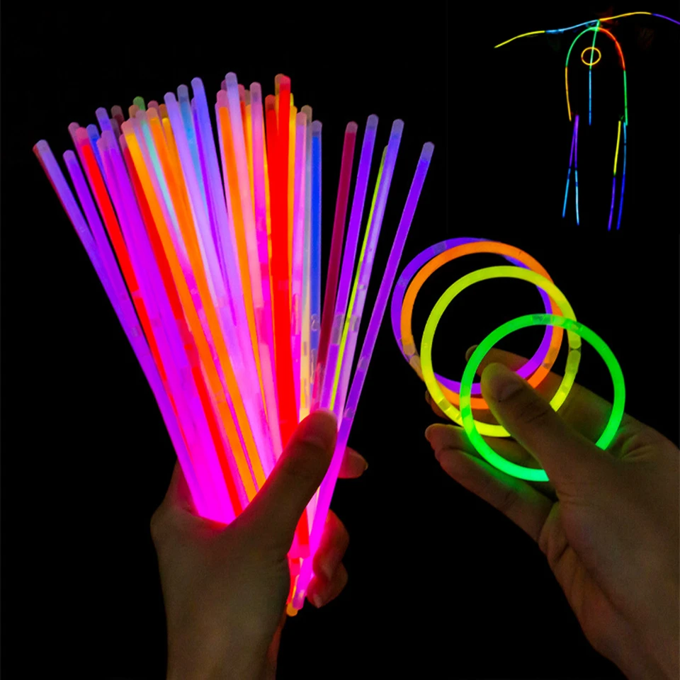 1 barel 100 pcs žiarovky tyčinky fluorescenčné svetlo večierok v tmavom náramku náhrdelník neónové svadobné narodeninové oslavy rekvizity výzdoba