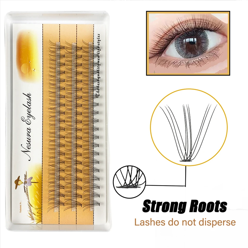 1 box/60 zväzkov rias ruský individuálne mihalnice 10D klastra Klaster Prírodné eyealsh predlžovacie náradie Makeup Tool Whoesale