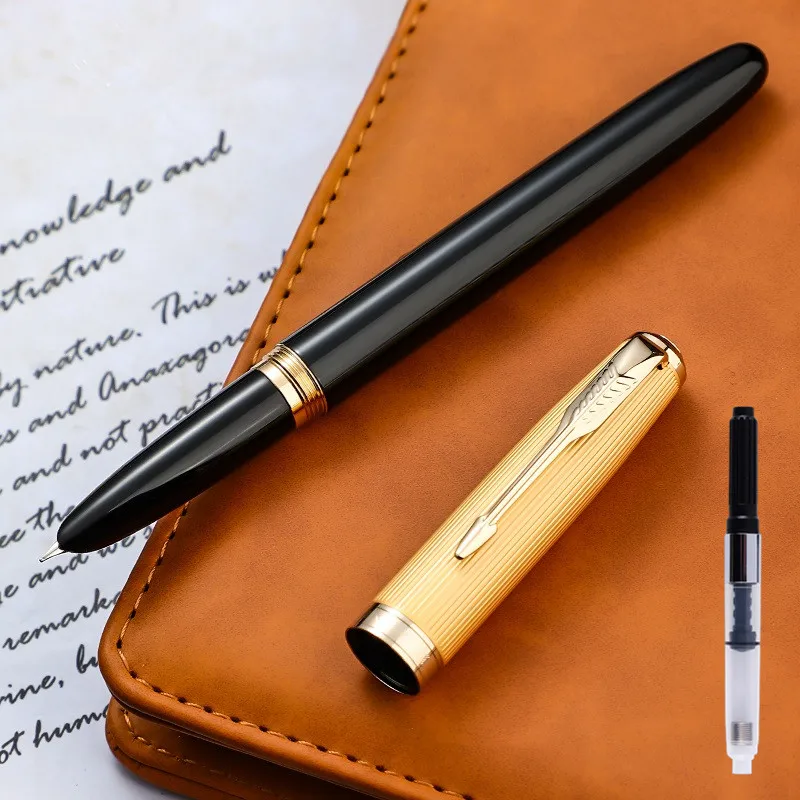 1-dielna Jinhao Fountain Pen Retro s kapucňou NIB 0,38 mm kovové/drevené skrutkovacie perá na písanie školských kancelárskych potrieb kancelárskych potrieb