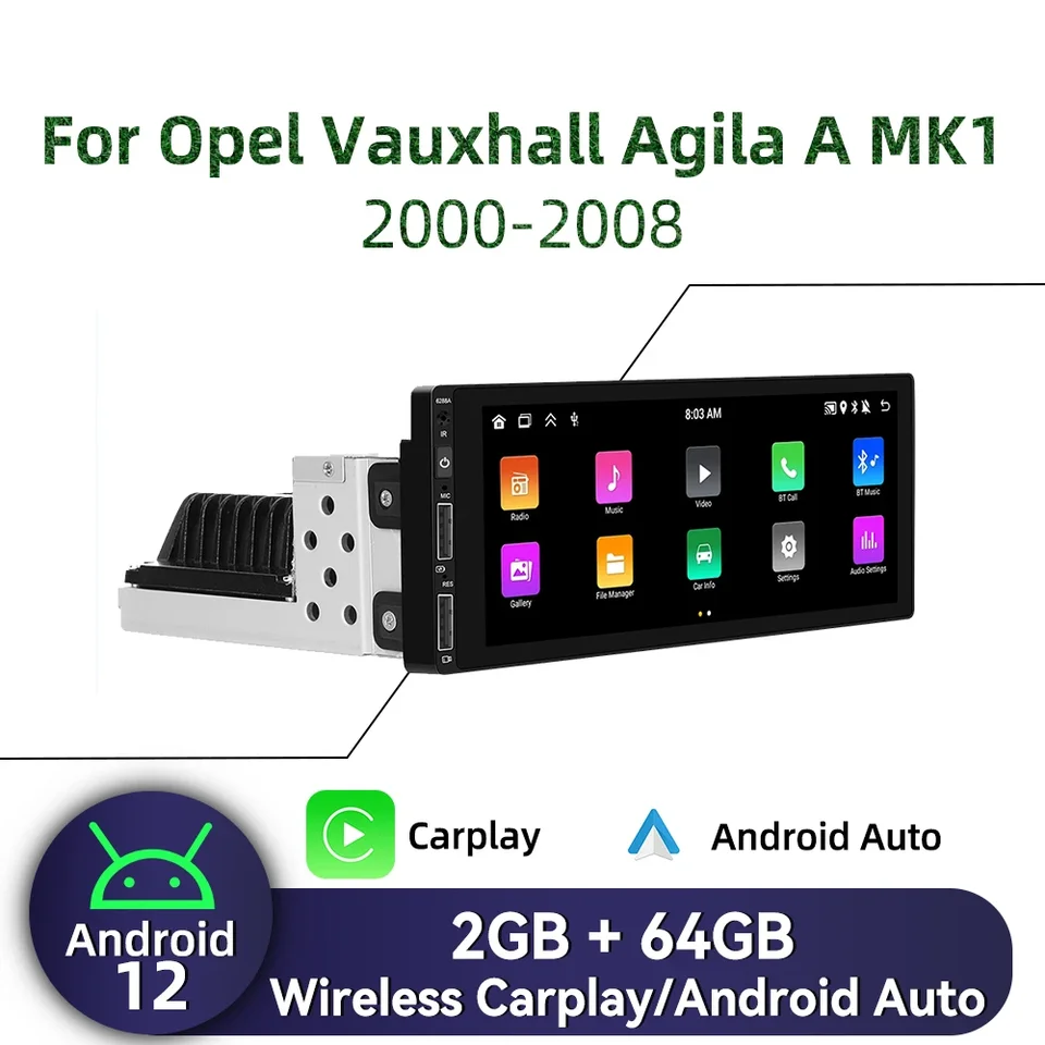 1 Din Android Radio pre Opel Vauxhall Agila A MK1 2000-2008 CarPlay Autoradio Android Auto Stereo 6.9 