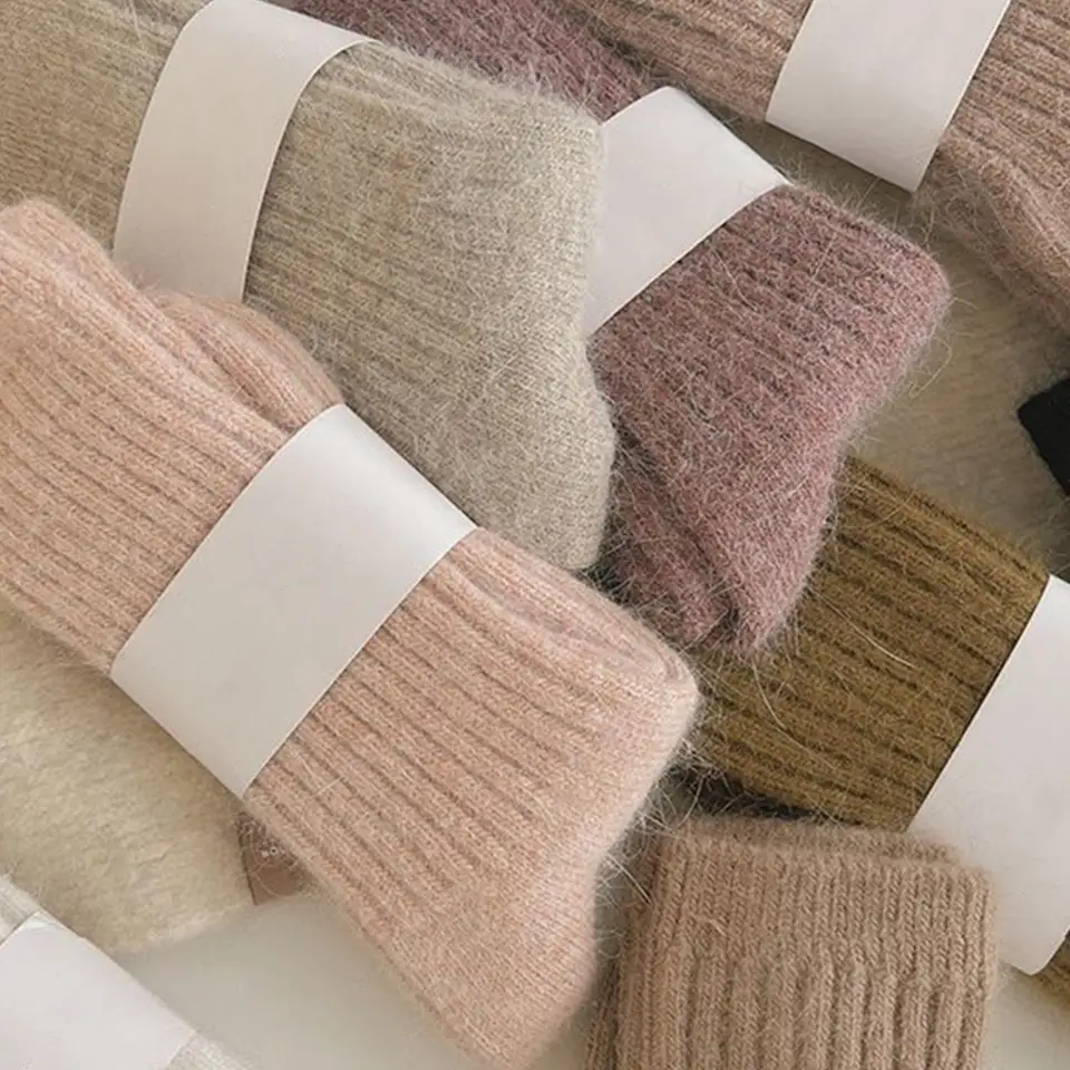 1 Dvojica vlny Cashmere Termálna dlhá ponožka pre ženy Domovské oblečenie spanie spánok zahusťuje teplé posádky ponožky Ženy ponožky Jesné zimné ponožky