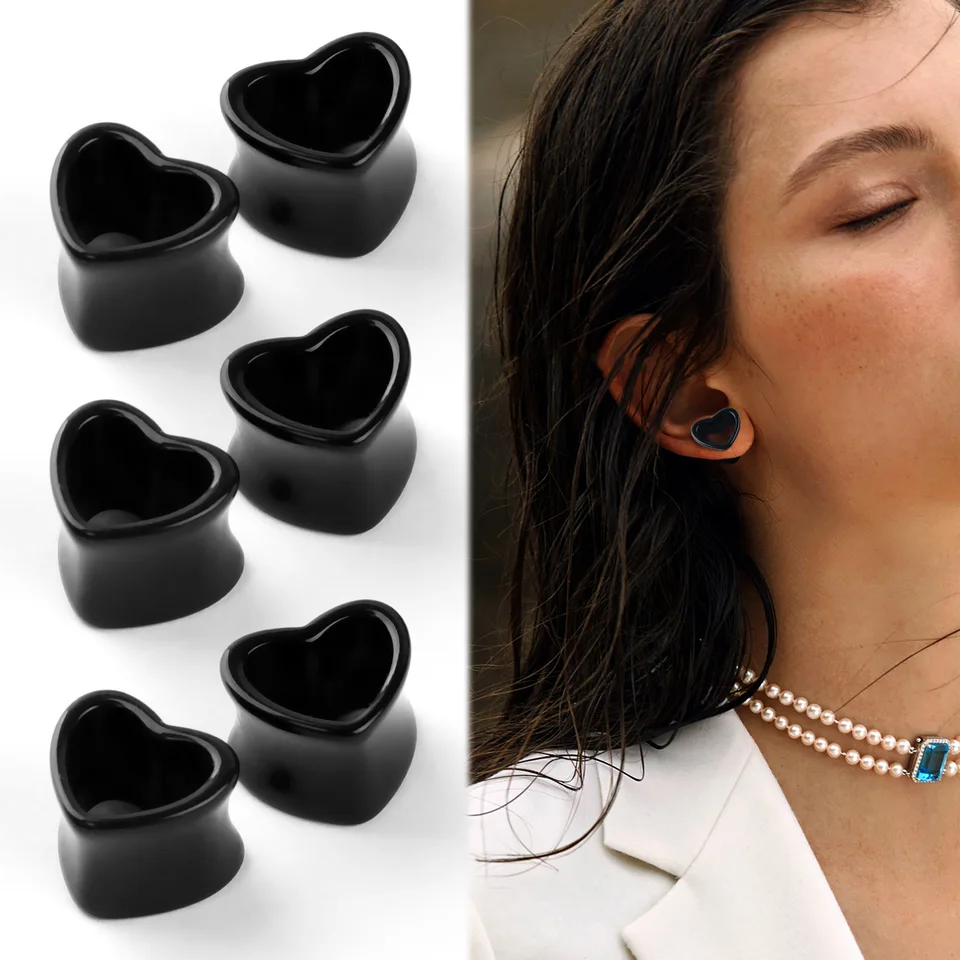 1 Dvojitý kanál Dutiny Acryl Ear Expansion Body Piercing Jewelry Expander Expander Láska náušnice