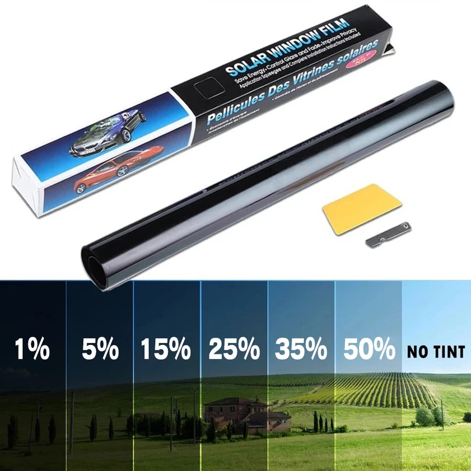 1 Film odtieňa okna Roll Car Window 1/5/5/25/35/50 % CAR UV Protector Foils Glass Summer UV Protector Sticker Films