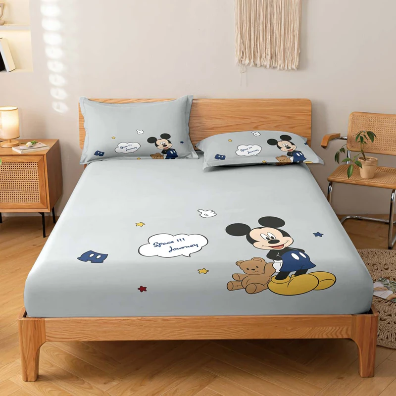 1 karikatúra roztomilý vzor Mickey Pattern Digital Tlatená matná namontovaná plachta, posteľ s potlačou spálne, posteľná bielizeň (bez vankúša)