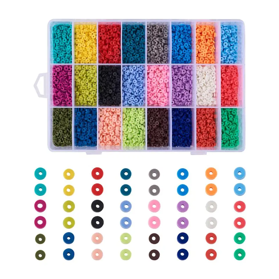 1 krabica 24 farby Environmentálne ručne vyrábané polymérne hlinené korálky 4 mm 6 mm disk hetishi korálky pre domácich majstrov