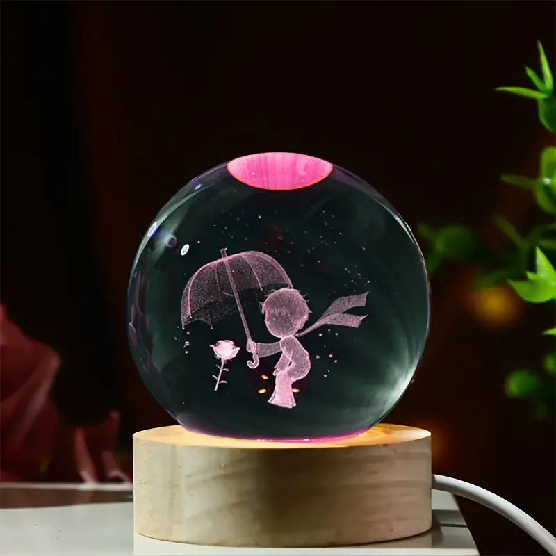 1 ks 3D vyrezávaný dáždnik Boy Crystal Ball, nočné svetlo, vnútorný stolík, vhodný pre priateľov a rodinné darčeky, promócie darčekov
