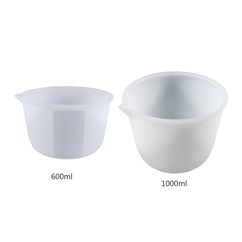 1 ks 600/1000 ml silikónového meracieho šálky s opakovaným použiteľným silikónovým miešaním šálky odolného ľahkého čistenia pre výrobu epoxidových živicových šperkov