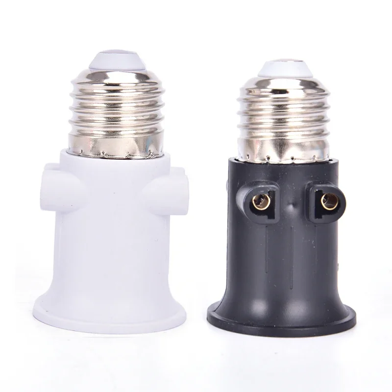 1 ks AC100-240V 4A PBT FireProof E27 Adapter Adapter Light Lamp Base Base s držiakom EU White and Black Bulb držiak