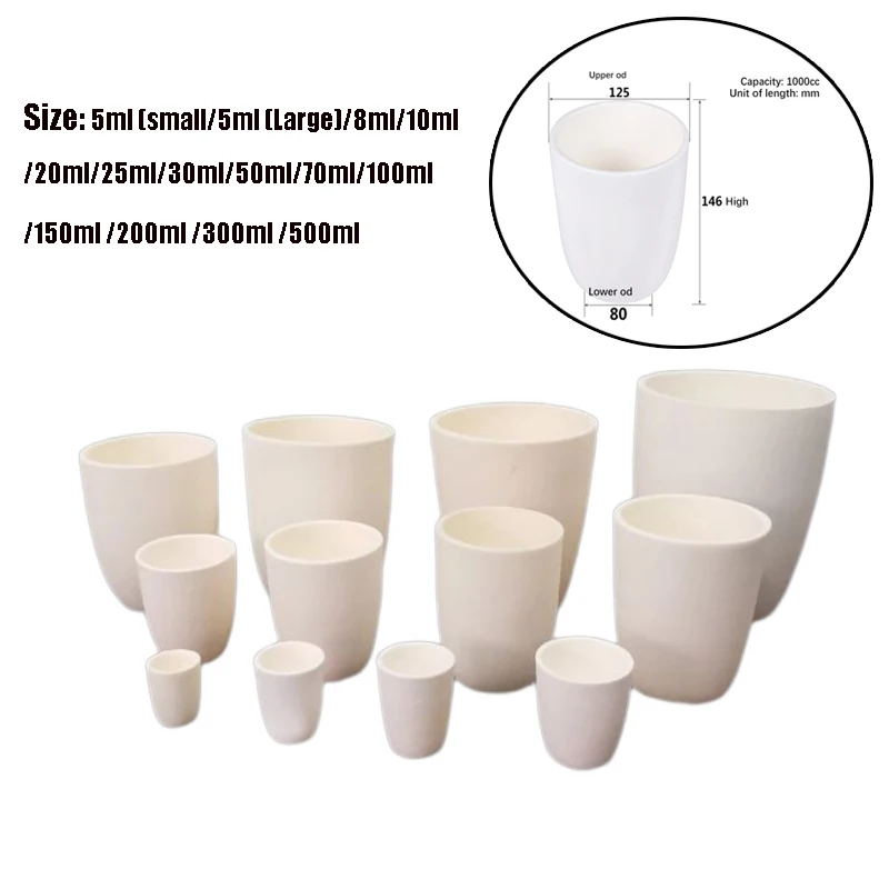 1 ks alumina Crucible 5 ml až 500 ml Corundum Crucible 99% hlinitého laboratória popola Laboratória bez krytia experimentu
