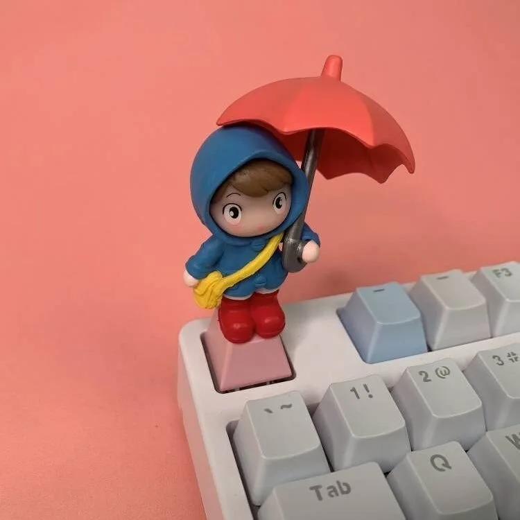 1 ks Creative Personalized Keycap drží dáždnikovú dievčenskú karikatúru Keycap pre mechanickú klávesnicu klávesnice krížového hriadeľa
