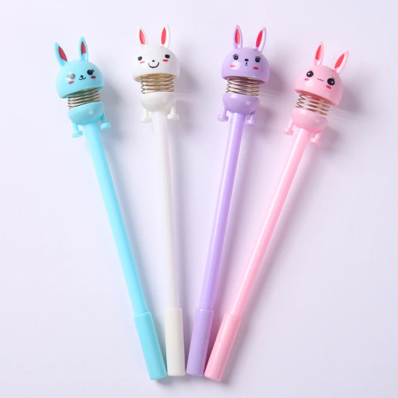 1 ks Creative Rabbit Bobblehead Neutral Pen Cartoon Rabbit Shape Spring Pens roztomilý králičie redukcia pero, GFIT pre študentov