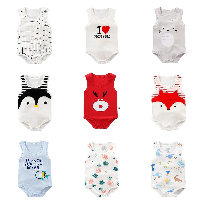 1 ks, dievčenské dievčatá Dievčatá Bodysuit s dlhým rukávom bavlnené detské oblečenie novorodenca Bebe Kawaii Cartoon Summer Cool bez rukávov bez rukávov