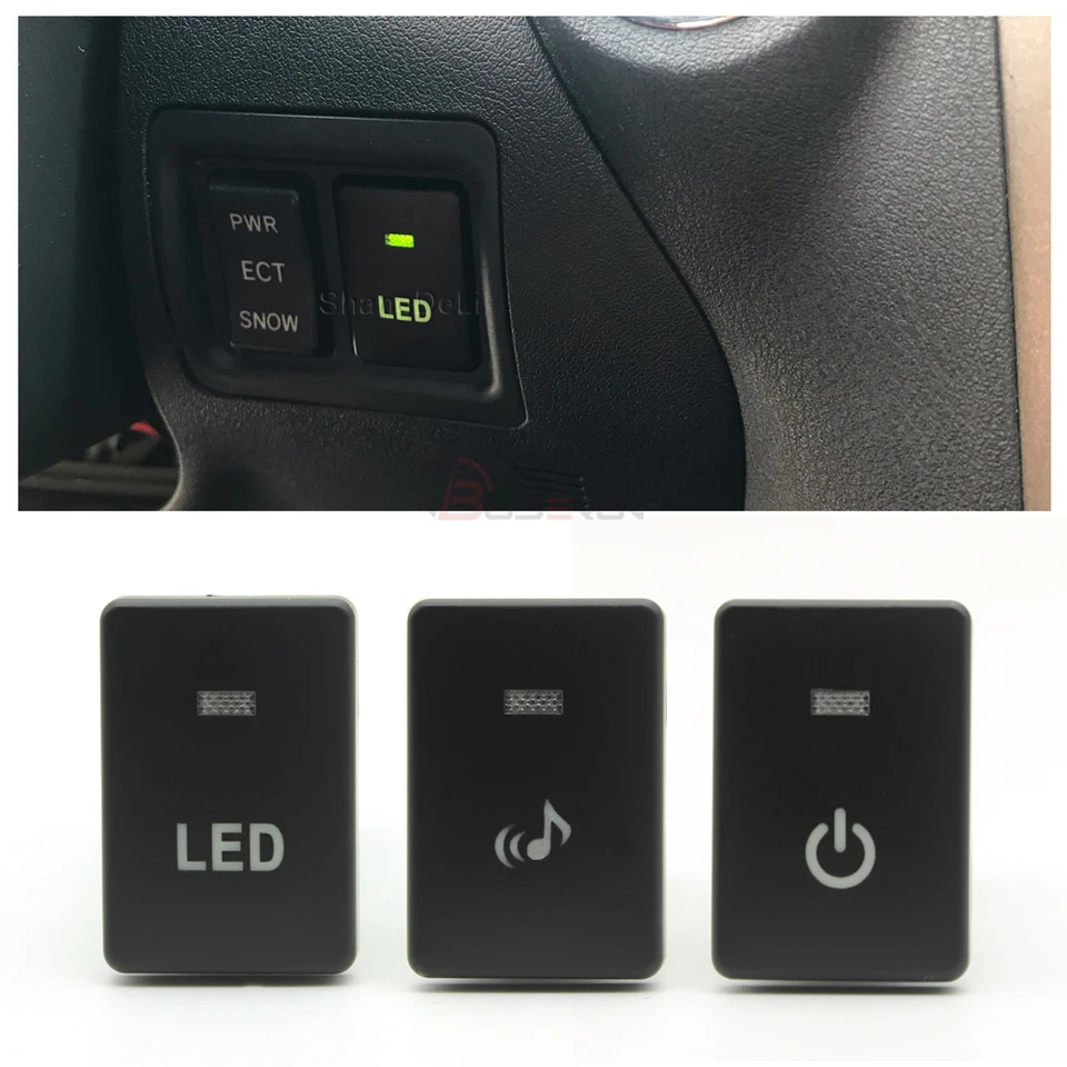 1 ks Green LED DRL Light Svetlo predné zadné hmlové žiarovky Vypnutie Vypnutie hudobného tlačidla DC12V pre Toyota Prado Corolla Rav4 Camry