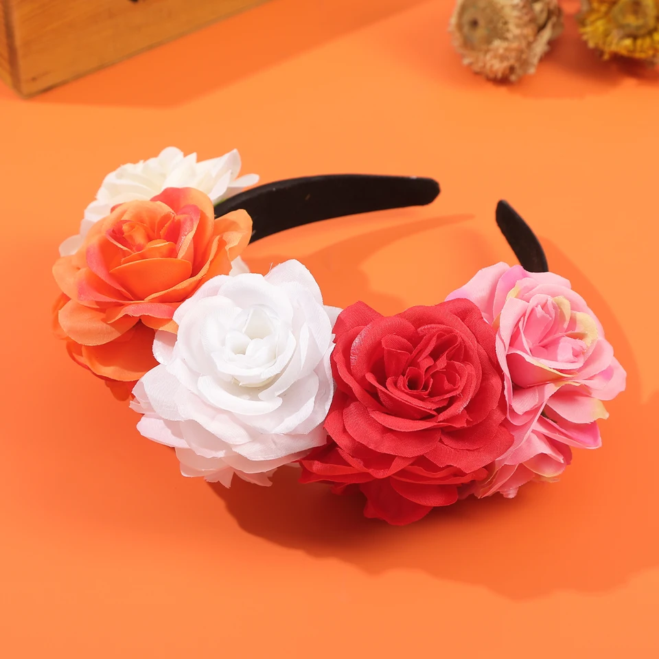 1 ks Halloween kvetinové čelenky Vlastné mexické kvetinové koruny Deň mŕtvych Hawaiian Boho Frida Floral Party Headband