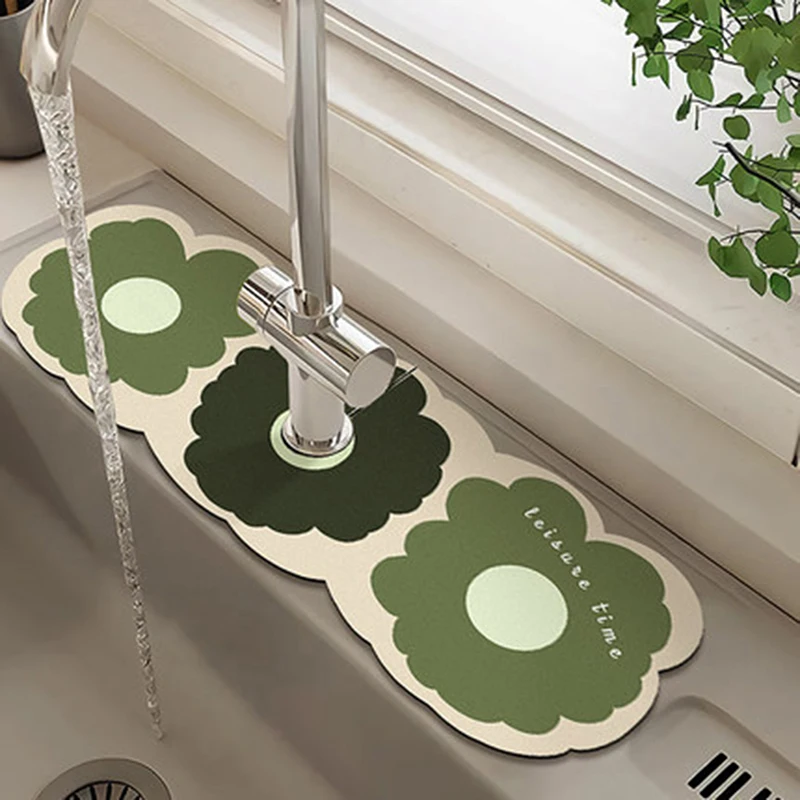 1 ks klasický umývadlo Faucet Drain Pad Tabel Mat WC DIATOM bahno absorbujúci nekĺzavý protišmyk proti mldeve pre kuchynskú dosku stravovanie