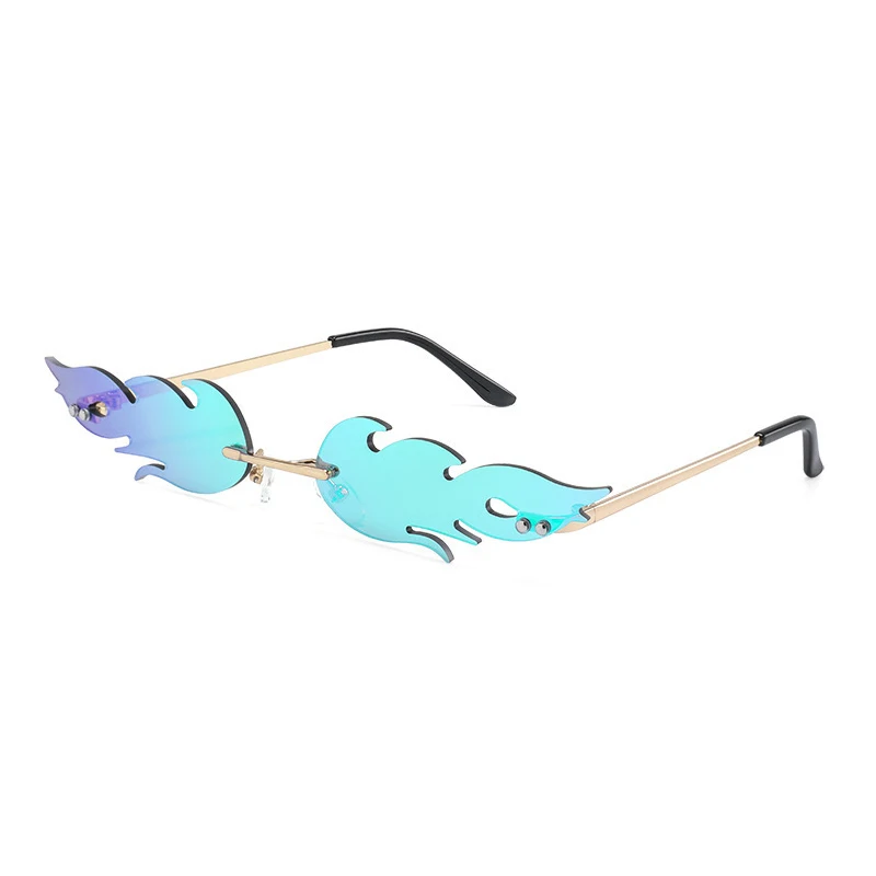 1 ks luxusný Oculos Feminino Fashion Fire Fire Flame Slnečné okuliare Ženy Kovové okrajové slnečné okulia