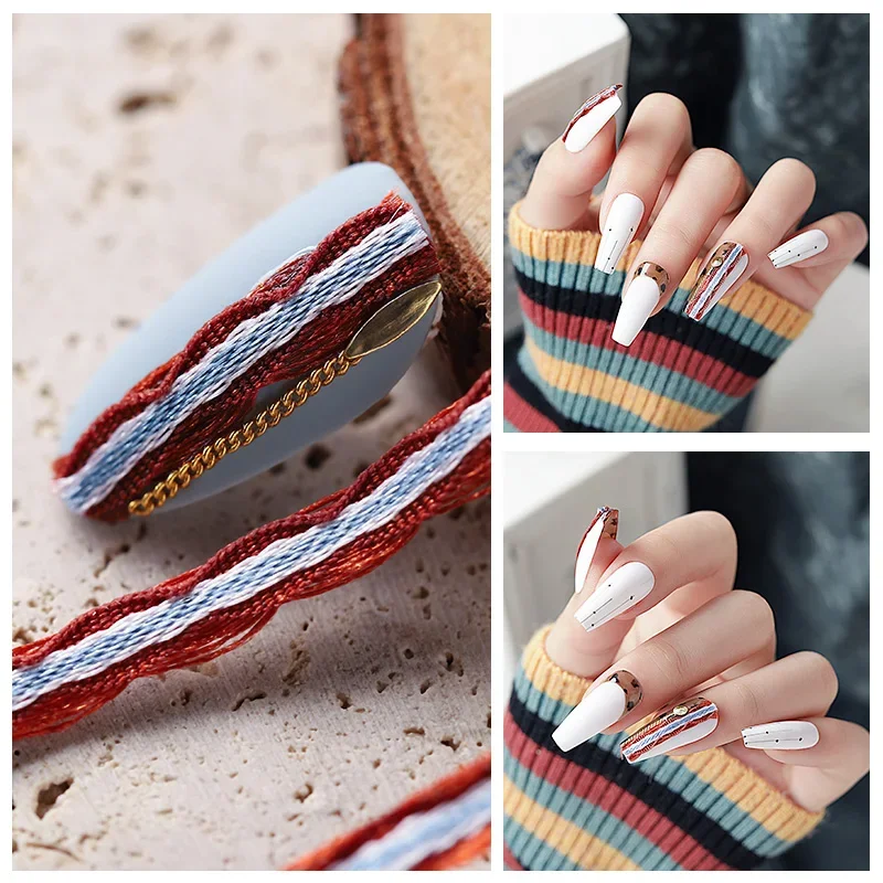 1 ks látka 3D na nechty dekorácia kovový prúžok Bowknot New Wave Strip Nail Art DIY Japonský dizajn manikúru pre nechty