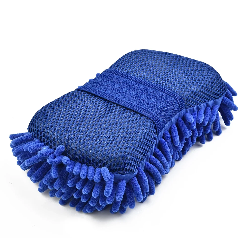 1 ks modrý mikrovláknový chenille car umývanie špongie starostlivosť o umývanie kefou na čistenie kefy Nástroj automatické umývanie uterákových rukavíc Styling
