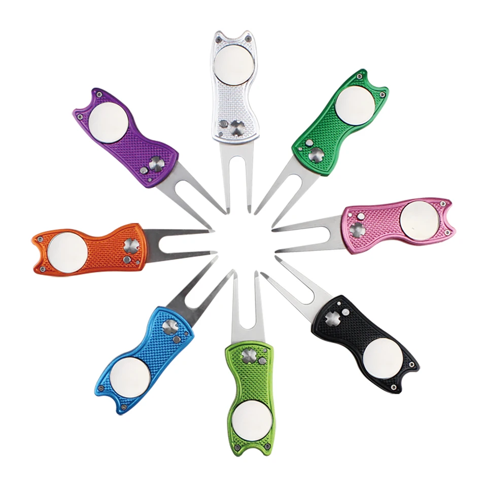 1 ks Multi Color Switchblade Golf DiVot Repair Tool Nástroj z nehrdzavejúcej ocele