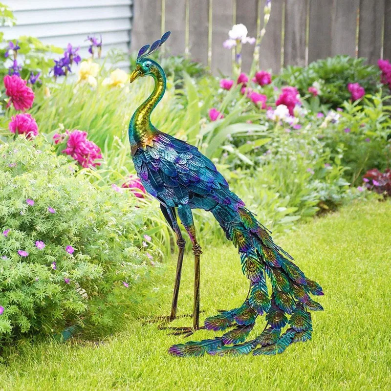 1 ks Multicolor Metallic Peacock Sochy Metallic Peacock Sochy Outdoor Garden, terasa, paluba, veranda na yardovej dekorácii kov