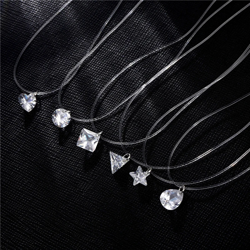 1 ks Neviditeľné priehľadné rybárske linky Choker náhrdelník pre ženy