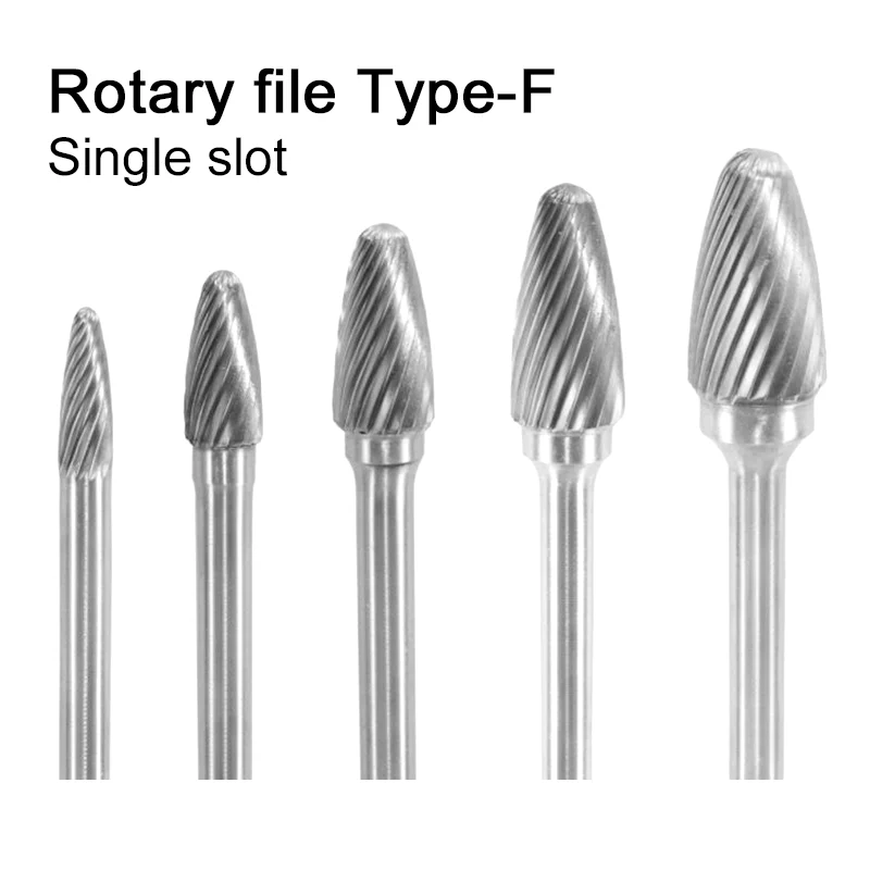 1 ks Typ F Tungsten Carbide Rotary File Tool Drilling Mleting Bit Tools Point Burr Die pre kovové drevo