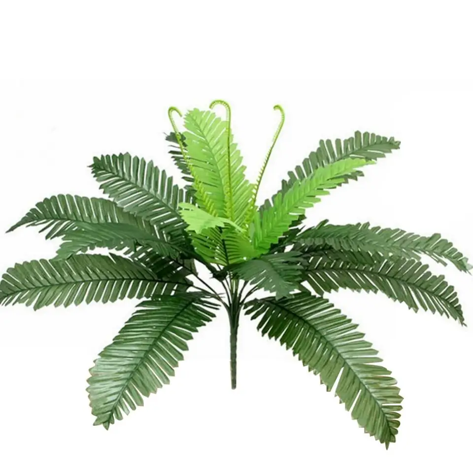 1 ks umelé lístie Plant Green Fern Tropical Palm Listy Zelené rastliny Kancelária Domáca záhrada Svadobná dekorácia