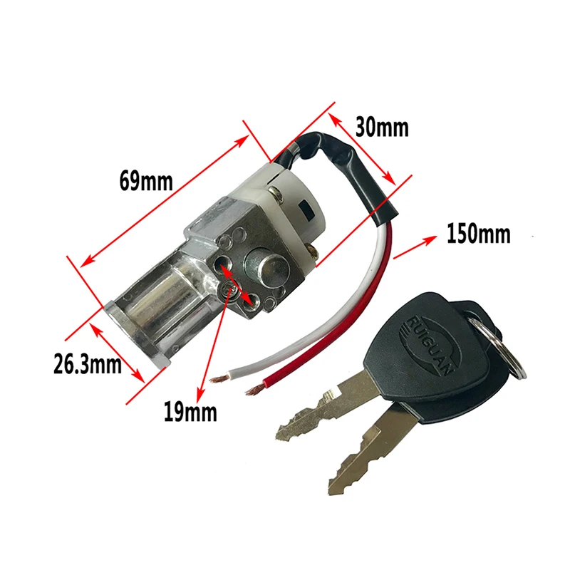 1 ks Universal Battery Chager Mini Lock s 2 klávesmi pre motocyklový elektrický bicykel