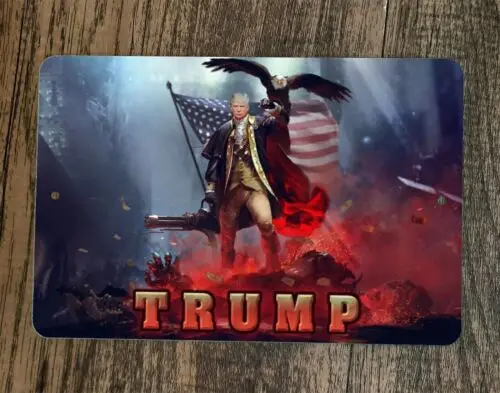 1 ks, USA Donald Trump Freedom Eagle Machine Gun 8x12 Kovová stena Plagát