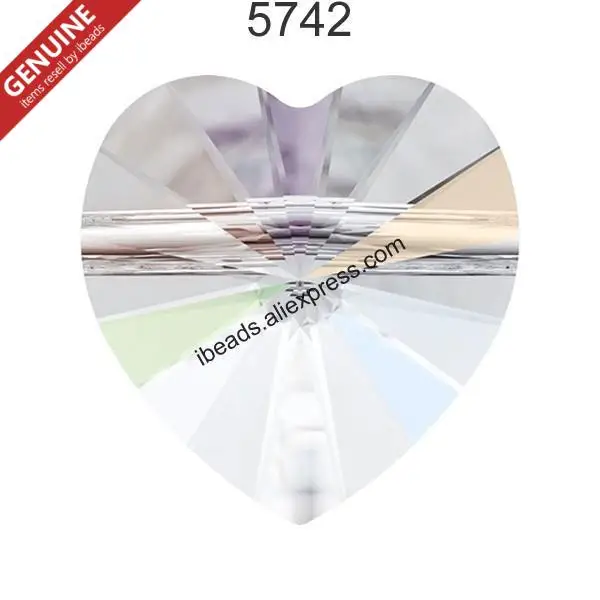 (1 kus) 100% pravé Rakúsko 5742 Horizontálne diery srdiečko Loose Original Crystal Stone kamhienok pre domácich majstrov výroba šperkov