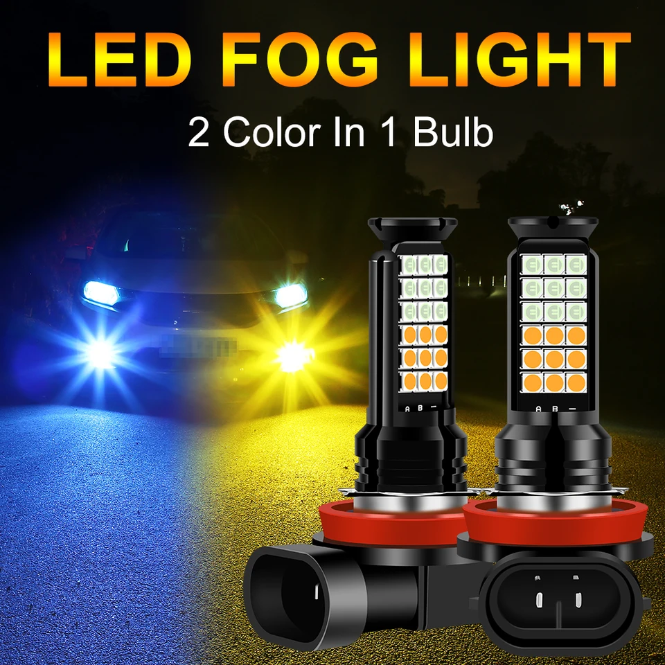1 kus 36led-auto hmlové svetlo dvojfarebná LED LED H4 H4 žiarovka H16 Automatická hmlová lampa P13W H8 H11 FOG LAMP H7 H3 9005 9006