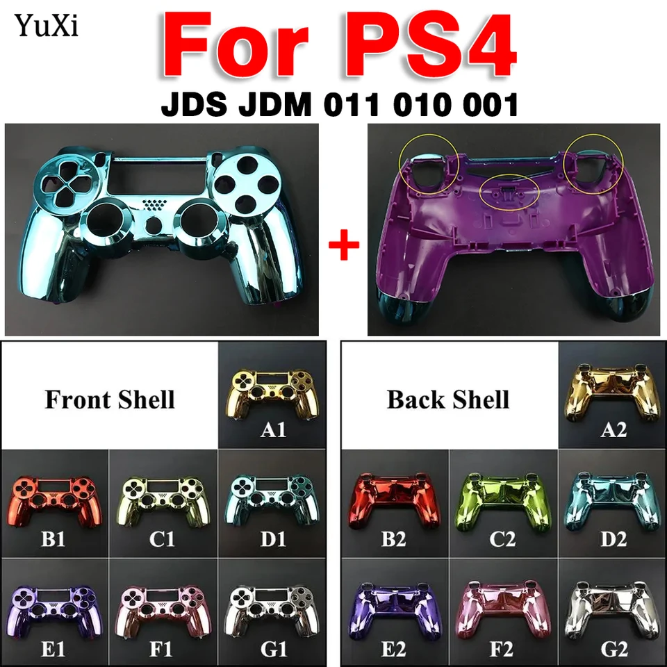 1 kus pre PS4 z horného spodného spodného krytu puzdro na výmenu chrómovaného krytu čelnej dosky pre PlayStation 4 JDM JDS 001 011 010