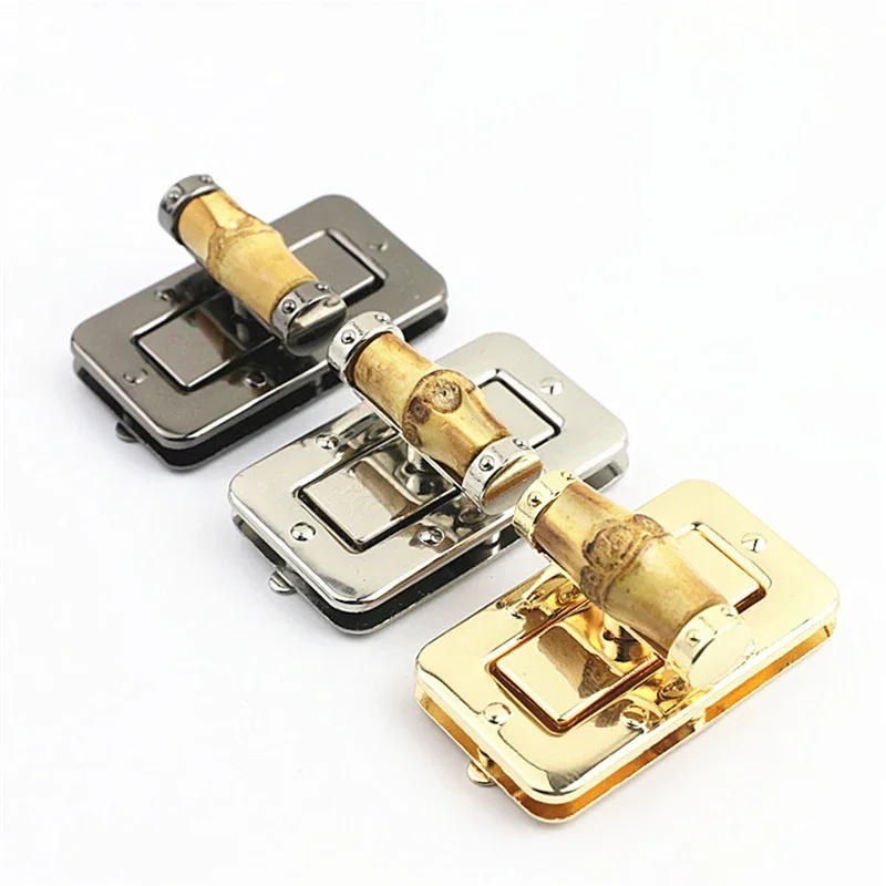 1 kus tašky Otočte zámok Prírodný bambusový kĺb zákrut zámku spona kožená remeslá dám v tašku kabelku kabelku kabelky DIY Hardware