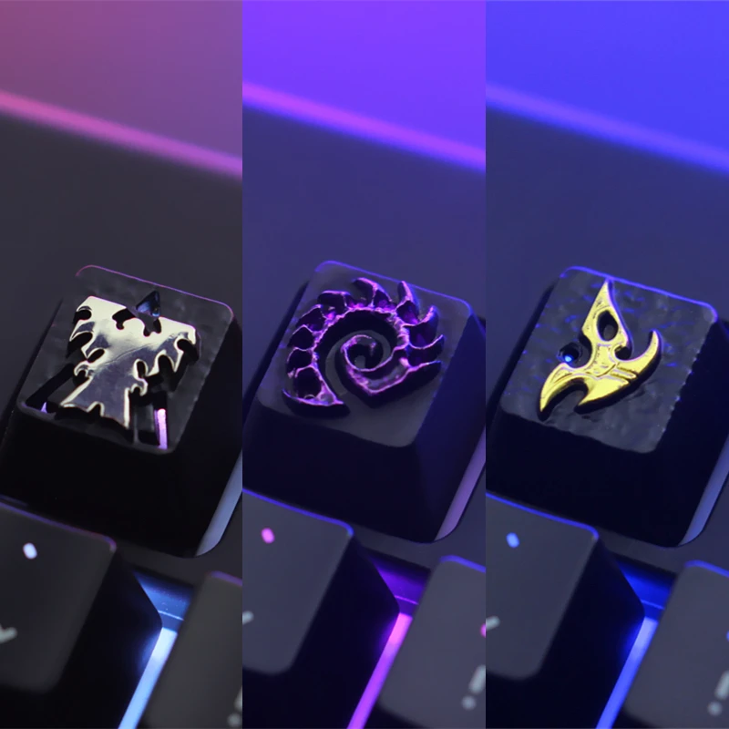 1 kus zinkového hliníka zliatiny podsvietená kľúča pre mechanickú klávesnicu StarCraft 2 SC2 Terran Zerg Protoss Keycap