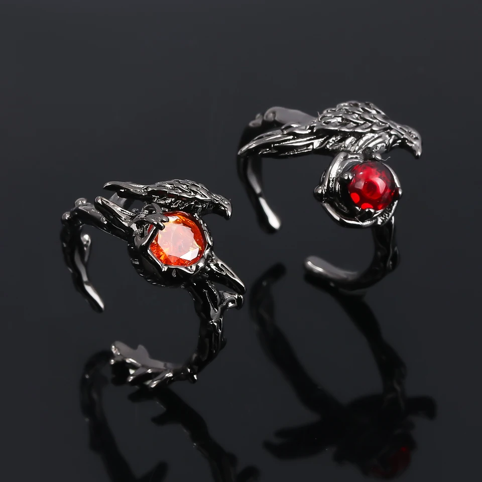 1 kusová láska a hlboký priestor nastaviteľný prsteň Red Hemen Raven Black Ring Pár prsteňov pre ženy Men šperky Darčeky