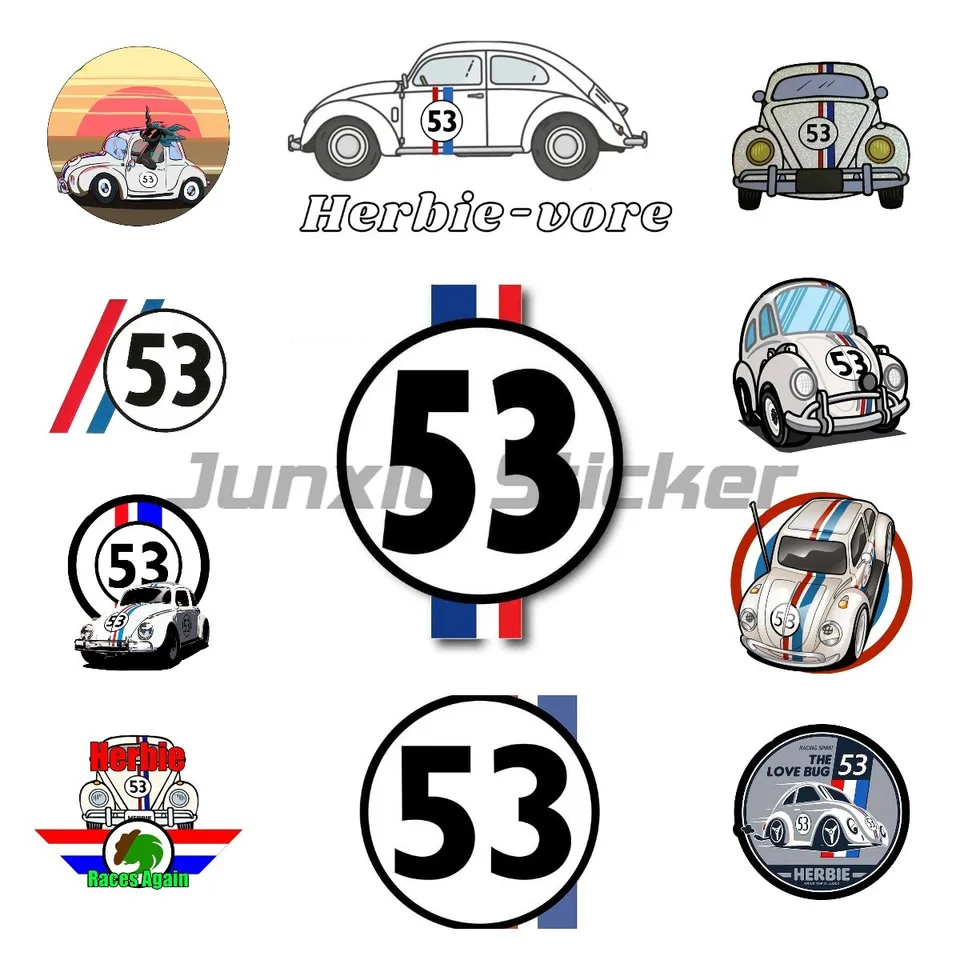 1 kusové nálepky Exteriérové ​​doplnky Kreatívne nálepka automobilov Herbie Herbie The Love Bug 53