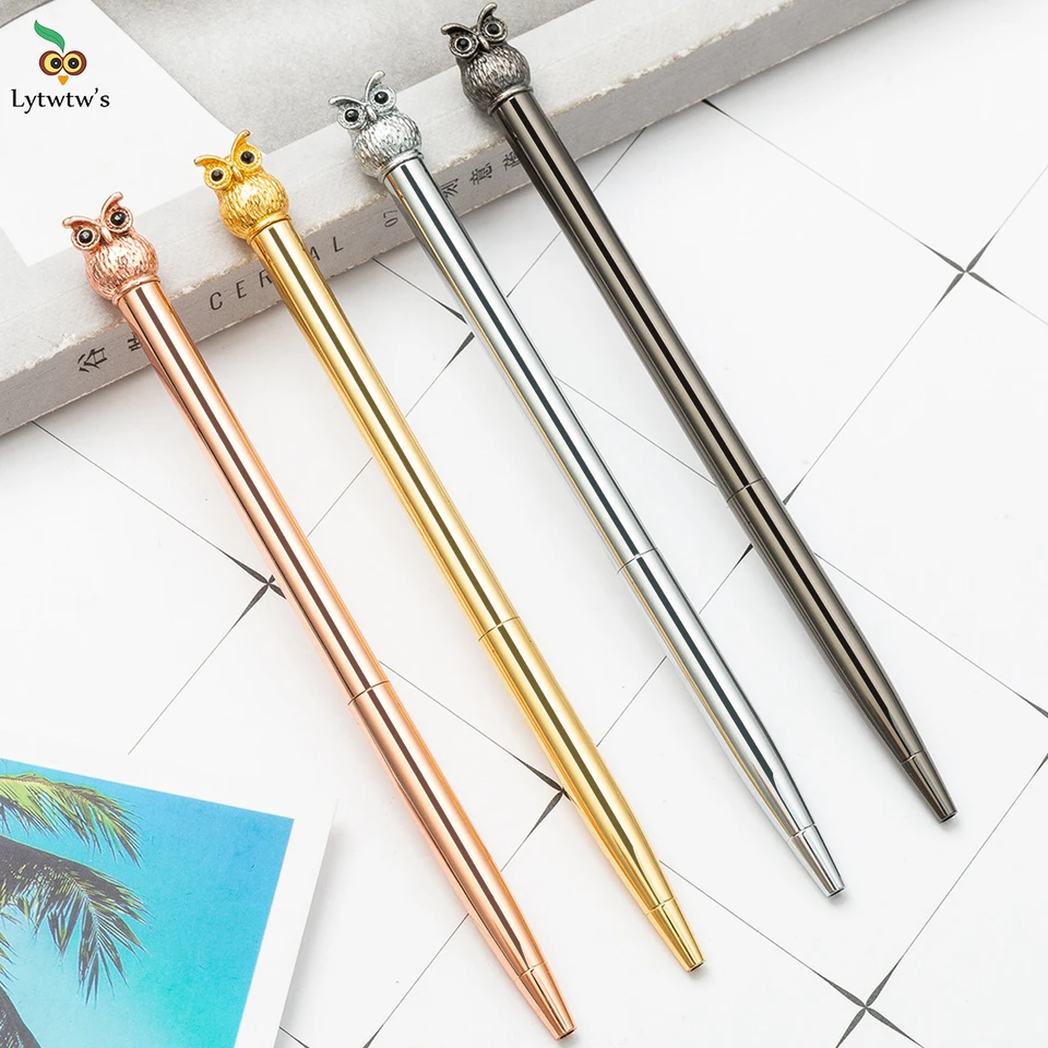 1 kusy Lytwtw's Ballpoint Pen Owl Love Crystal Wedding Metal Copper Pen Office School Supplies