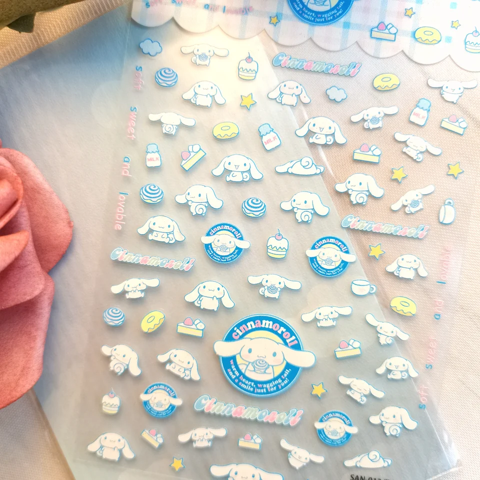 1 list Cinnamoroll Sanrio Nové malé dvojčatá hviezdy na nechty nálepky na nechty na nechty pre manikúru módny dizajn DIY Happy Accessories